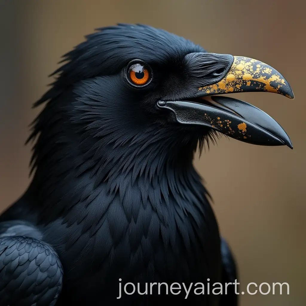 Crow-withAI-Art-Prompt-Expansion-Golden-Pattern-Tattooed-Beak-in-Detailed-CloseUp