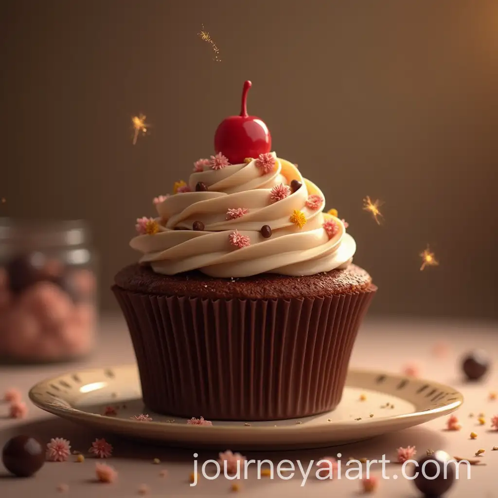 Exotic-Designer-Chocolate-Cupcake-in-Serene-Setting-Enjoyed-by-Indian-Kids