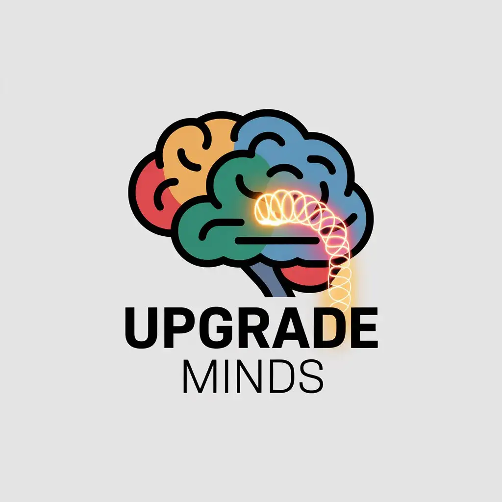 LOGO Design for Upgrade Minds Colorful Brain Symbol with Innovative Elements for Retail