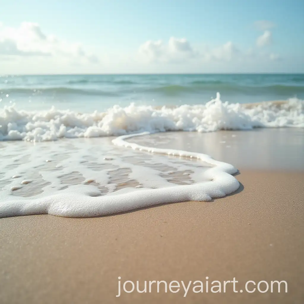 Breaking-Wave-on-Beach-Sand-with-Foamy-Tide