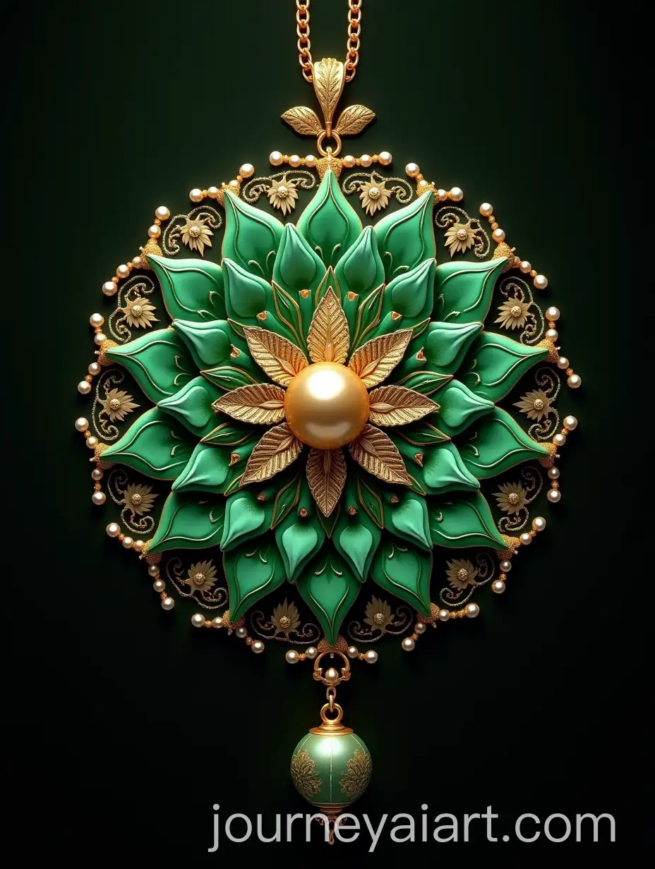 Emerald-Green-Mandala-of-Wealth-Love-and-Health-with-Golden-Accents