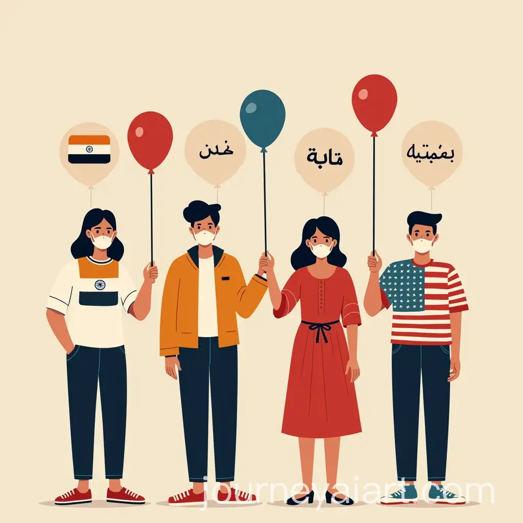 People-Wearing-National-Symbols-Holding-Balloons-with-Thank-You-in-Arabic