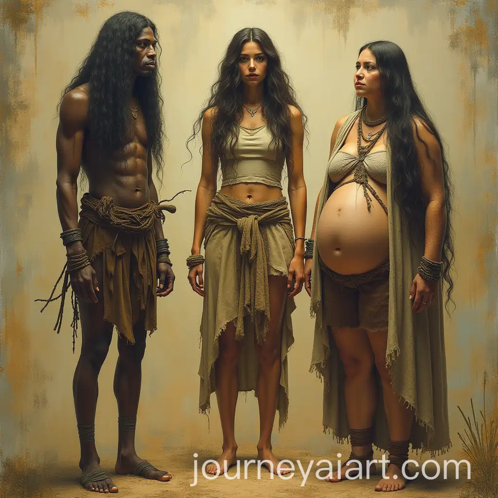 Three-Humans-Visited-by-Their-AncAI-Image-Expansionestors-Wild-Woman-Fagott-and-Mother-Figure