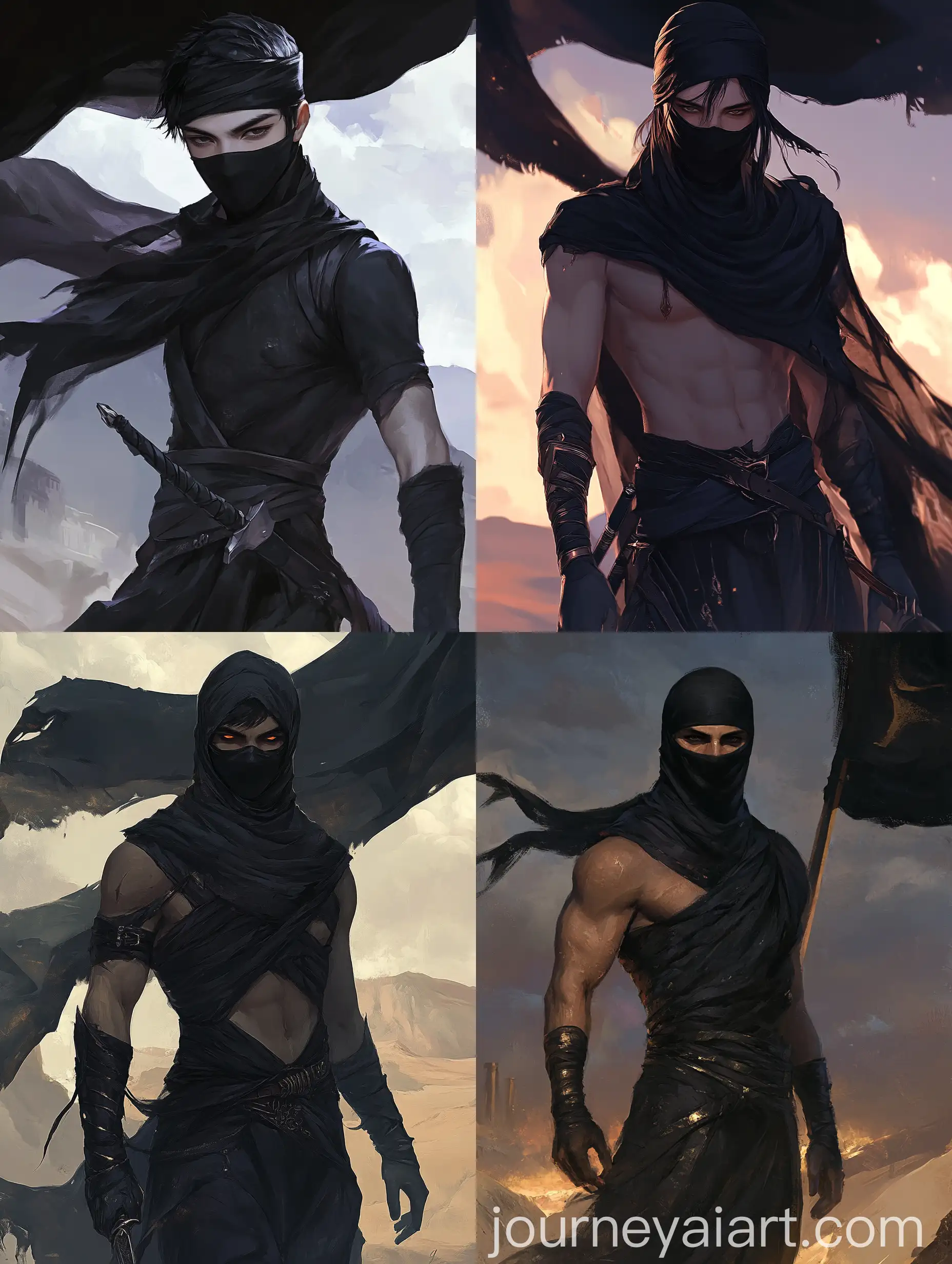 Persian-Warrior-in-Medieval-Desert-Night-with-Black-Flag