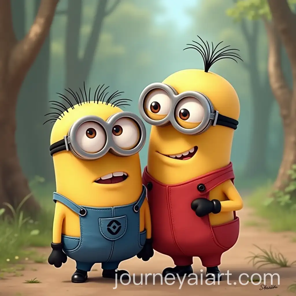 Cartoon-Characters-from-Minions-Winnie-the-Pooh-Lion-Panther-and-Masha-and-the-Bear-in-Fun-Scene