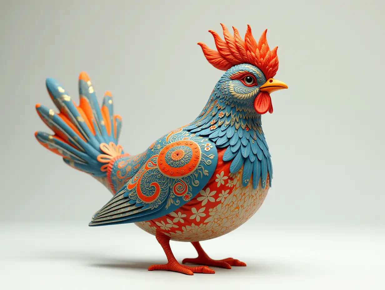 Decorated bird in 3D illustration, generative AI | Premium AI-generated image