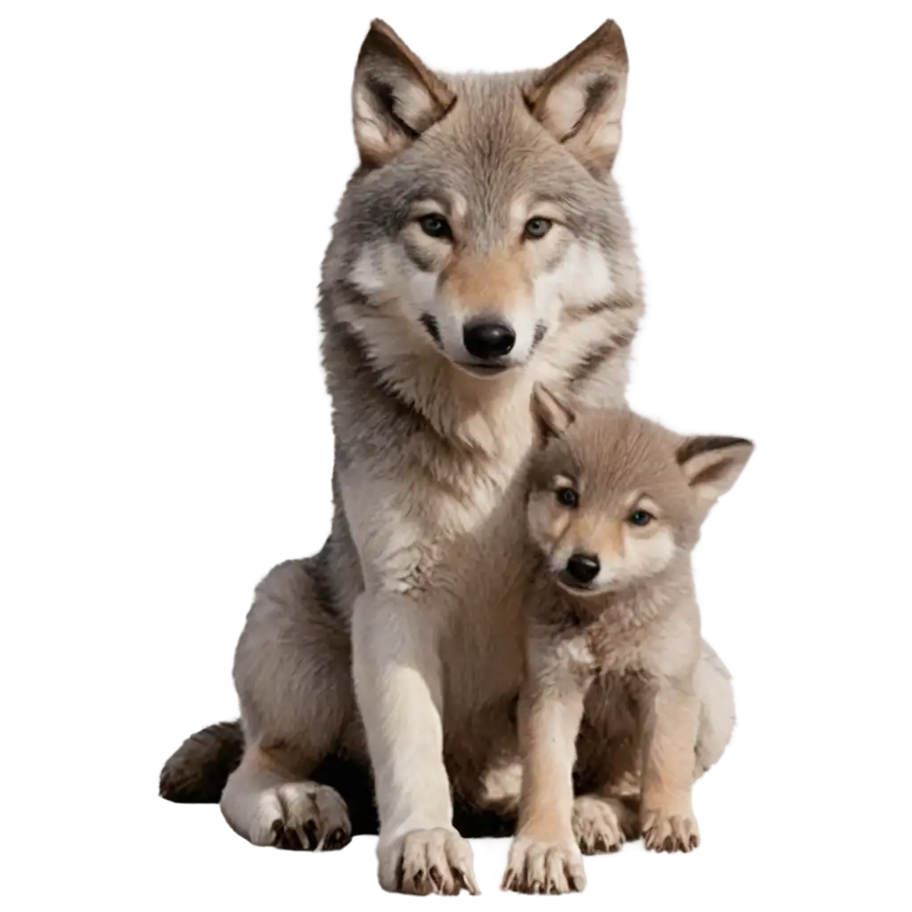 Wolf-and-Baby-Wolf-PNG-Image-HighQuality-Wildlife-Artwork-for-Versatile-Use