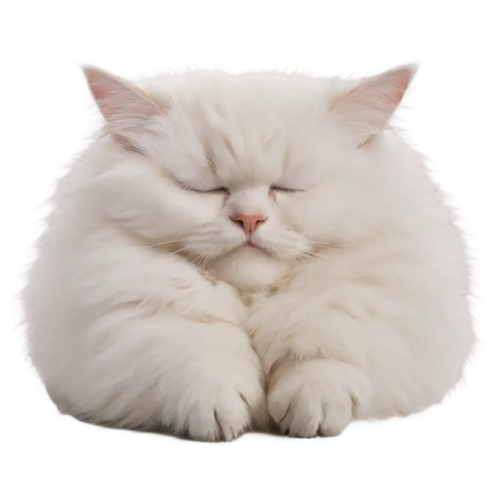 sleeping white fluffy cat