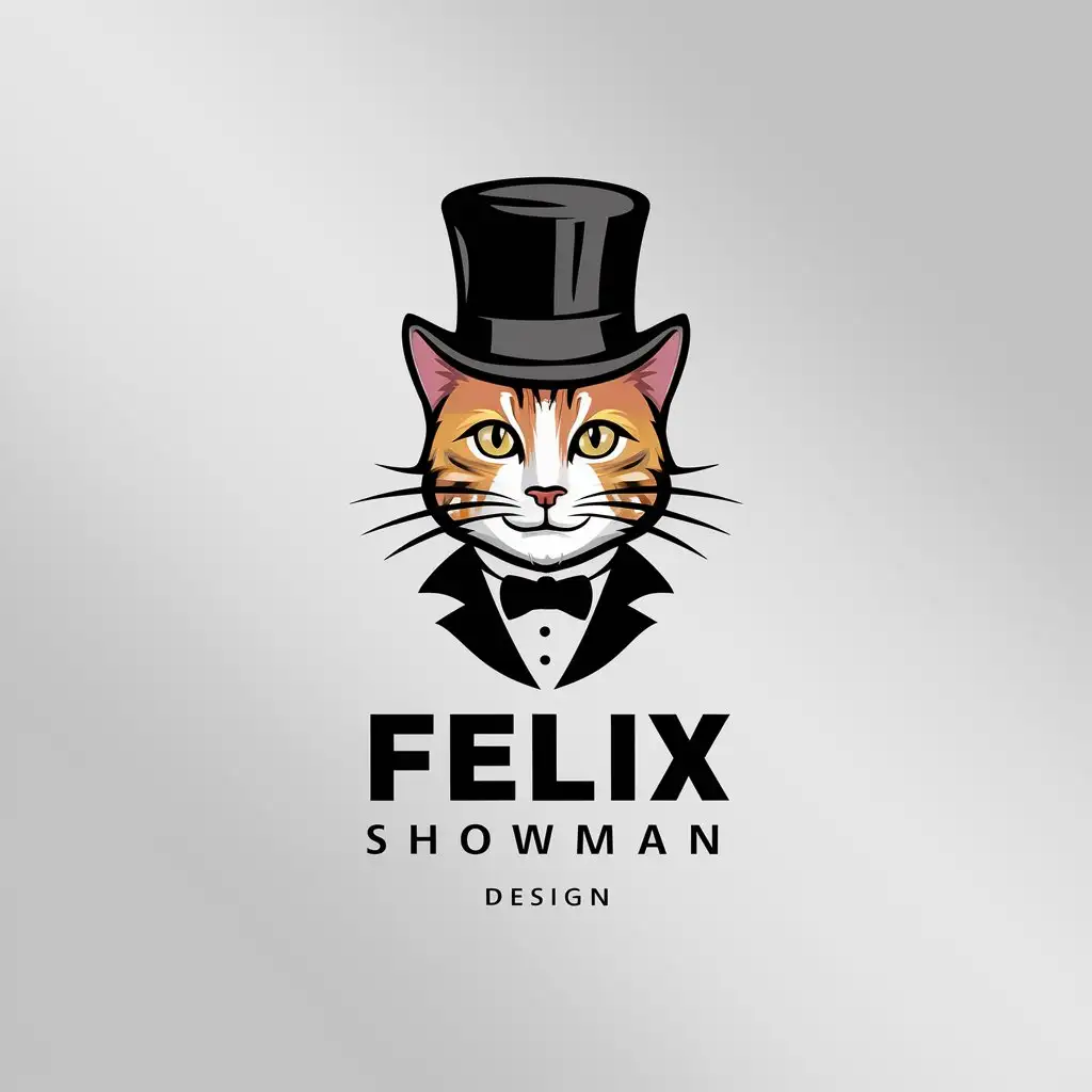 LOGO-Design-for-Felix-Showman-Elegant-Cat-Felix-Icon-with-Clear-Background-for-a-Refined-Look