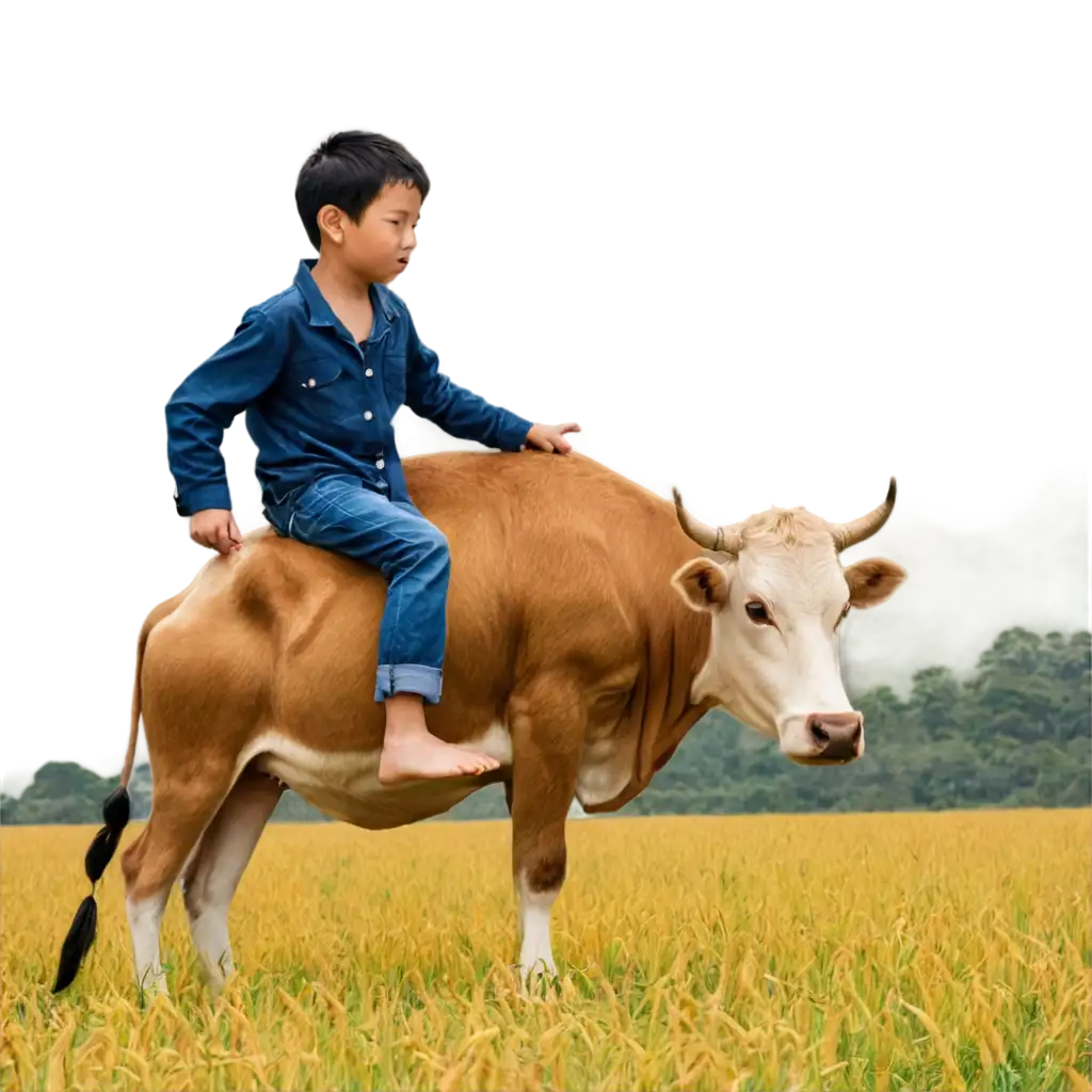 PNG-Image-Boy-Riding-on-a-Cow-in-a-Golden-Rice-Field