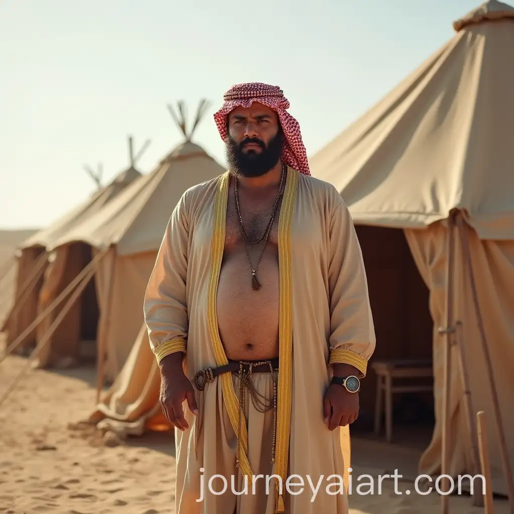 Traditional-Arab-ManAI-Image-Prompt-Expansion-with-Big-Belly-Near-Tent-in-Desert-Setting