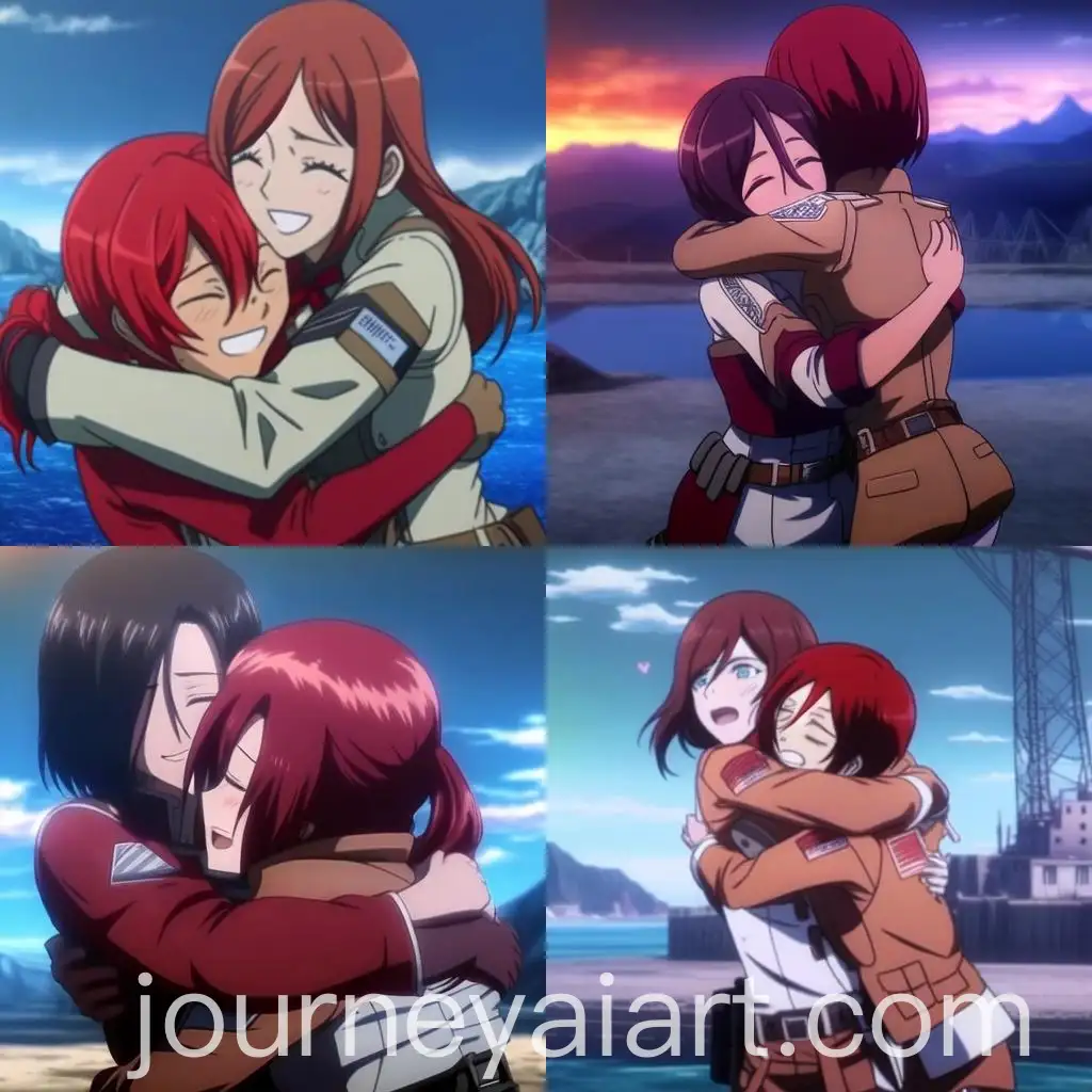 RedHaired-Woman-Hugging-Mikasa-Ackerman-in-Attack-on-Titan-Style