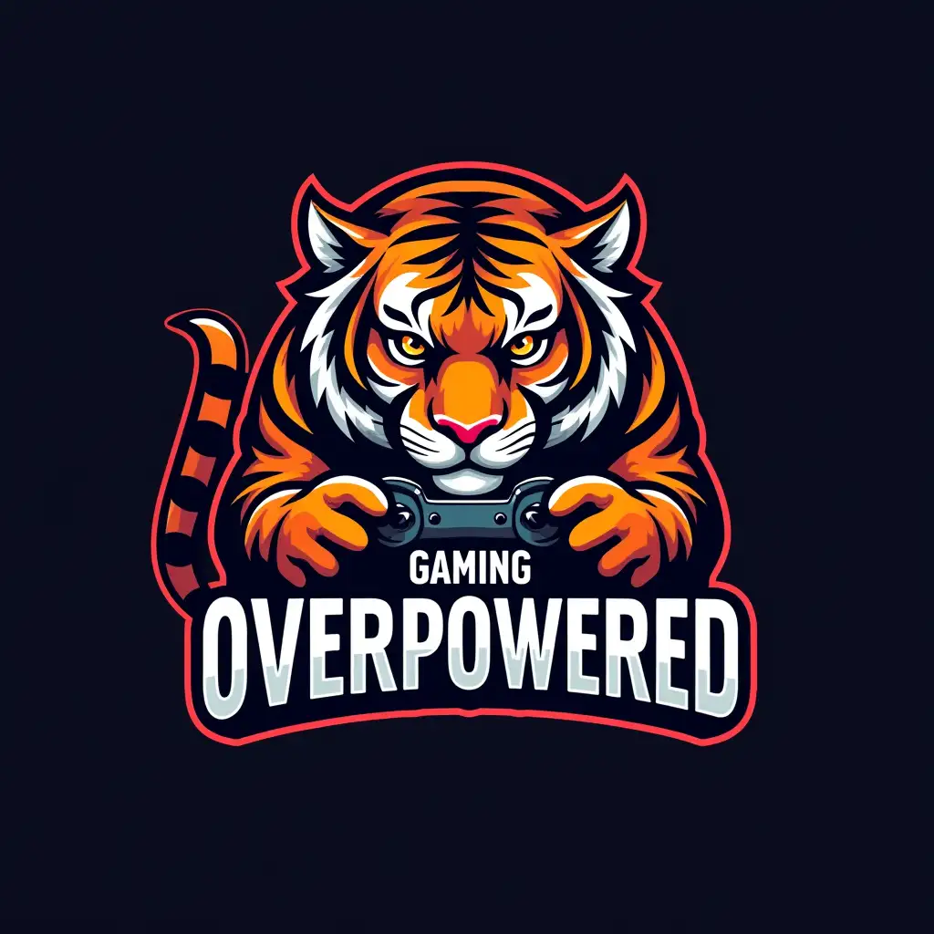 Logo of a Tiger playing games with the text 'Gaming Overpowered'