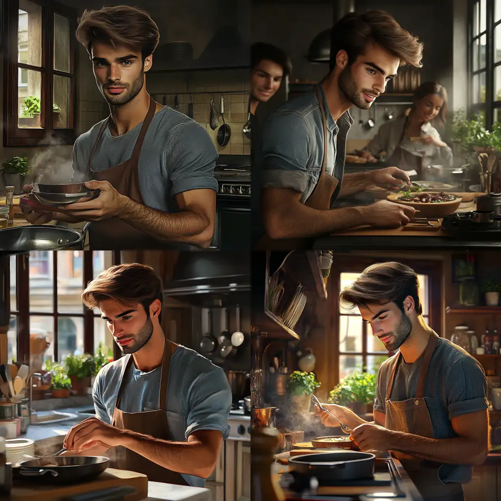 Man-Cooking-in-Kitchen-for-Family-and-Friends-in-Photorealistic-Style