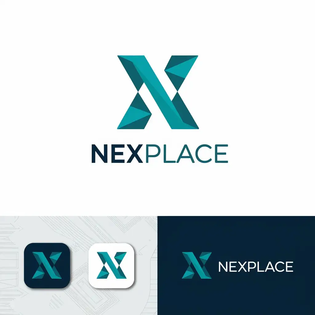 LOGO Design for NexPlace Modern Polygon X Letter Mark with Color Variations