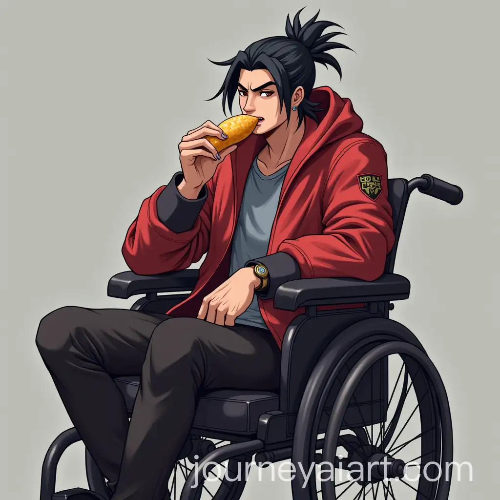 Yasuo-from-League-of-Legends-Enjoying-a-Snack-While-Sitting-in-a-Wheelchair