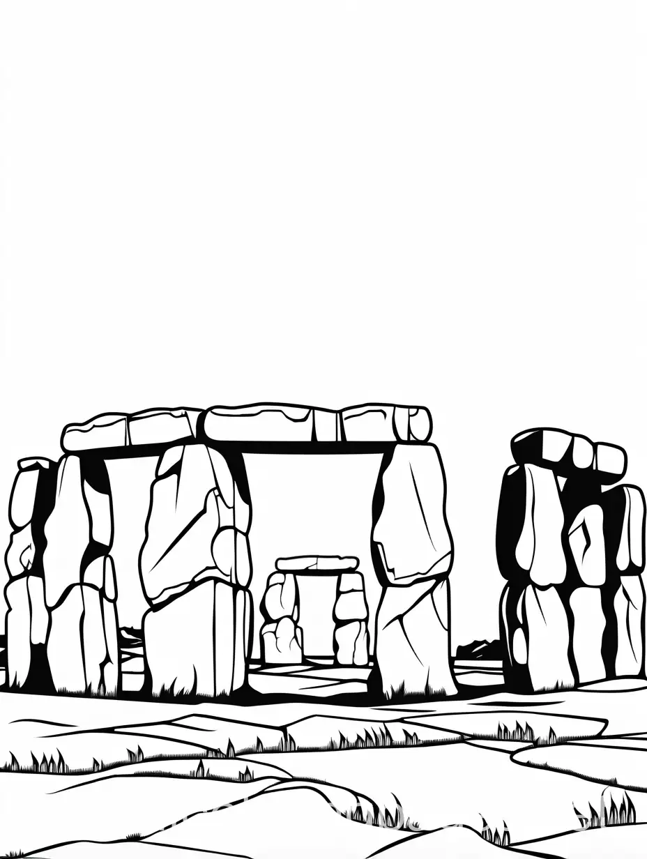 Stonehenge-UK-Coloring-Page-Black-and-White-Line-Art