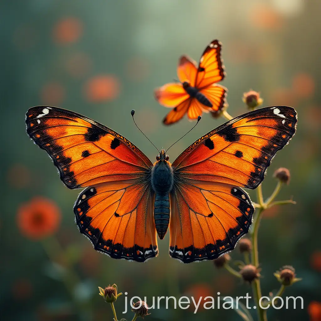 Butterfly-Surrounded-by-Fireflies-at-Dusk