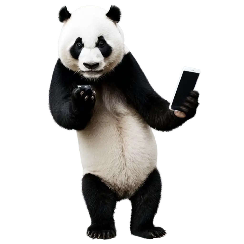 Panda-with-Mobile-Phone-PNG-Image-for-Versatile-Digital-Use