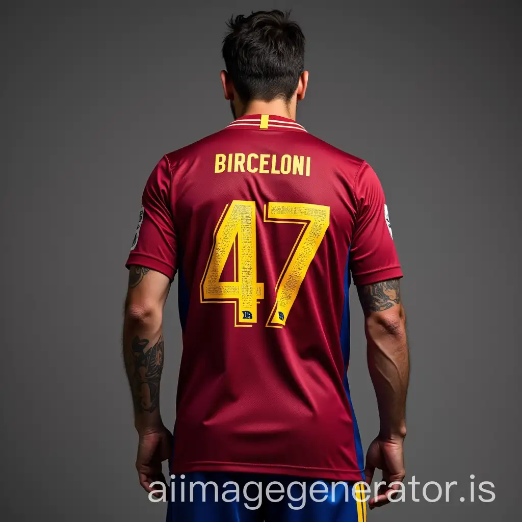 photo of back showing the number 47 team Barcelona