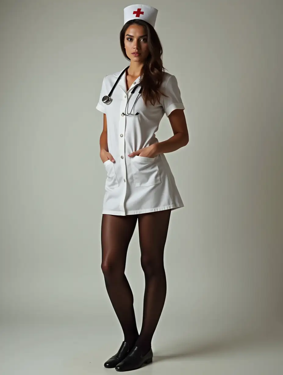 front view of a lovely nurses wearing pantyhose