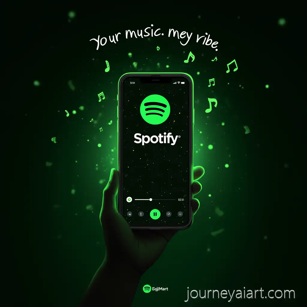SmartSpotify-app-with-music-notesphone-Display-with-Spotify-App-and-Floating-Music-Notes