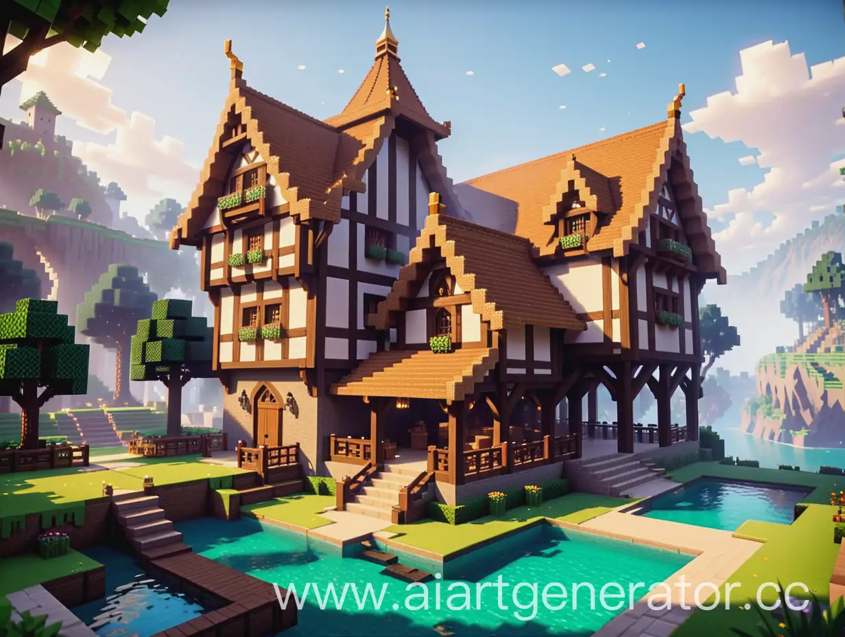 Fantasy-Medieval-Minecraft-House-Illustration