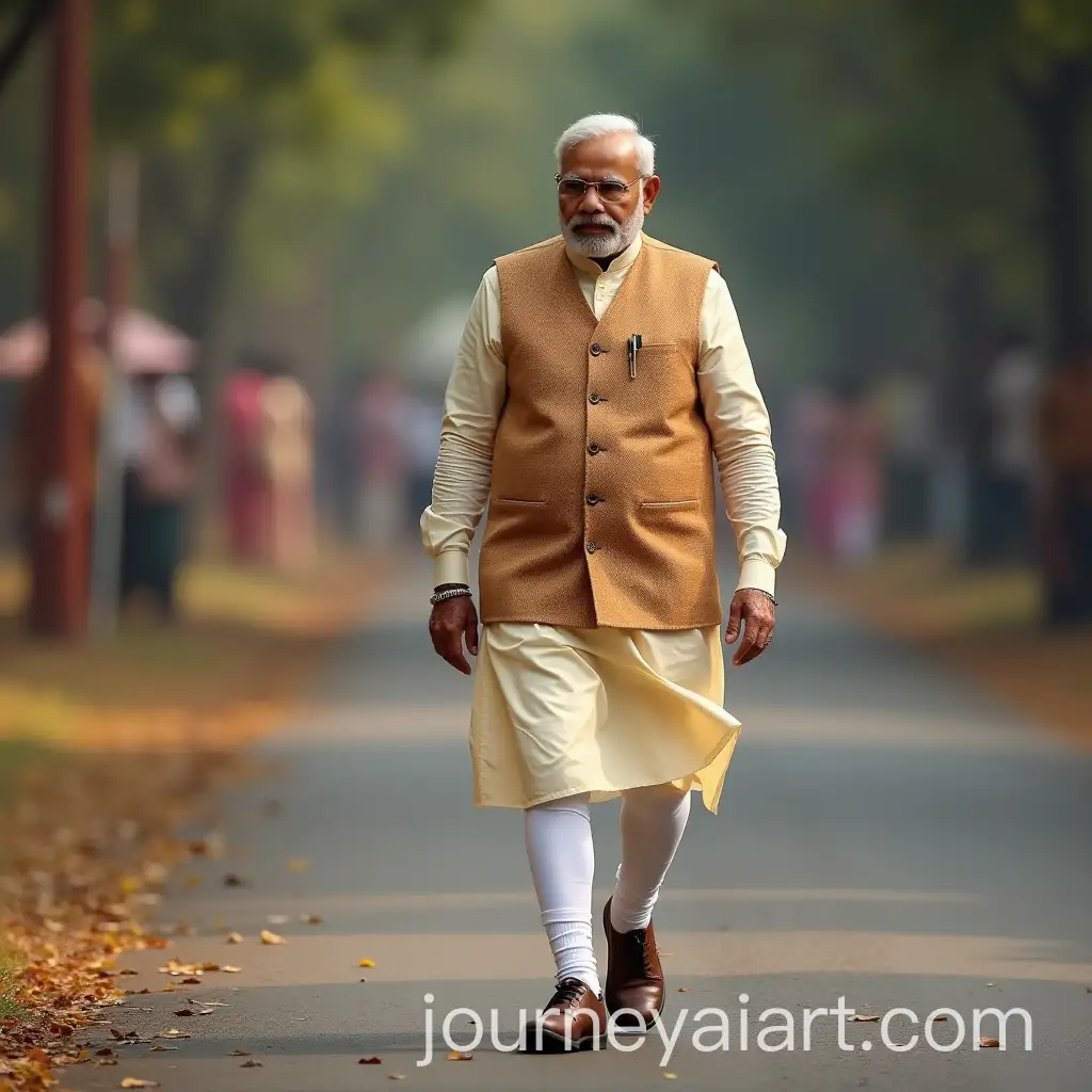 Indian-Prime-Minister-Narendra-Modi-Walking-with-Sad-Emotions-on-a-Road