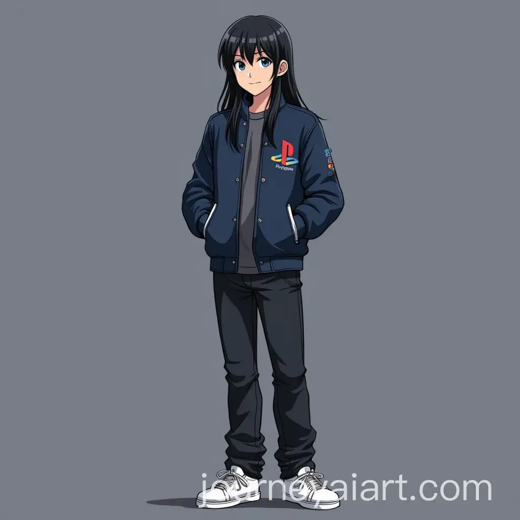 25YearOld-Guy-Named-PlayStation-2-with-Blue-Eyes-and-Long-Black-Hair-in-Dark-Blue-Jacket-and-Black-Jeans