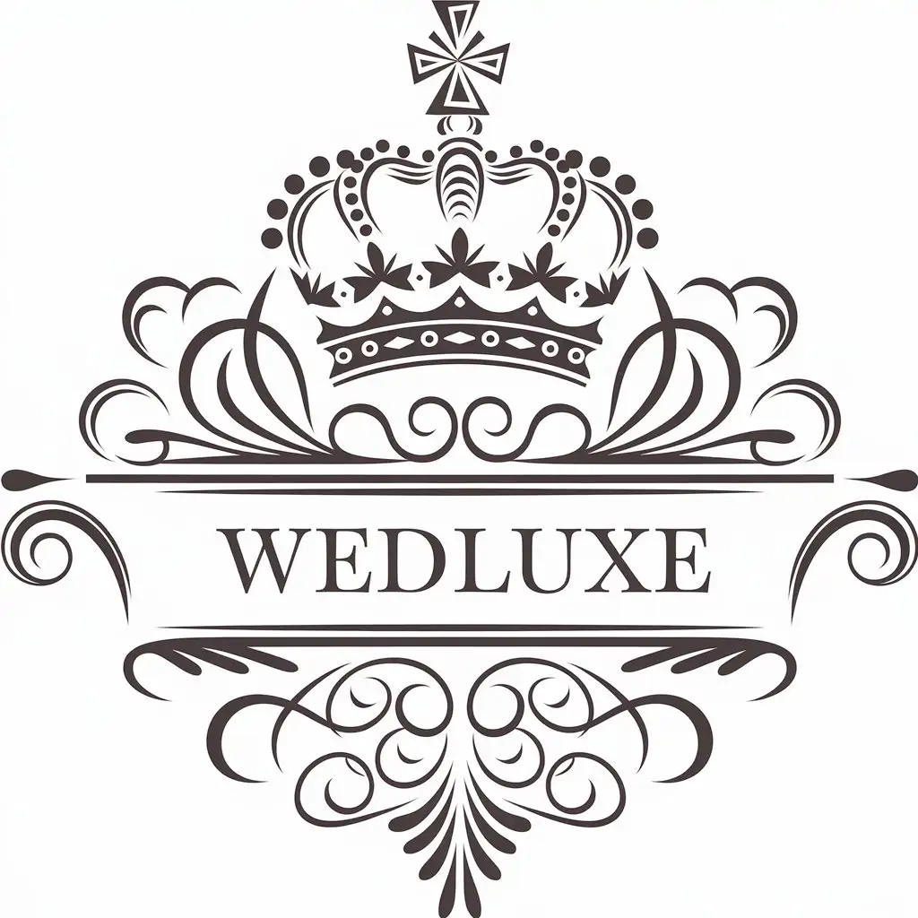 LOGO Design for WedLuxe Elegant Crown Symbol with Luxurious Event Theme