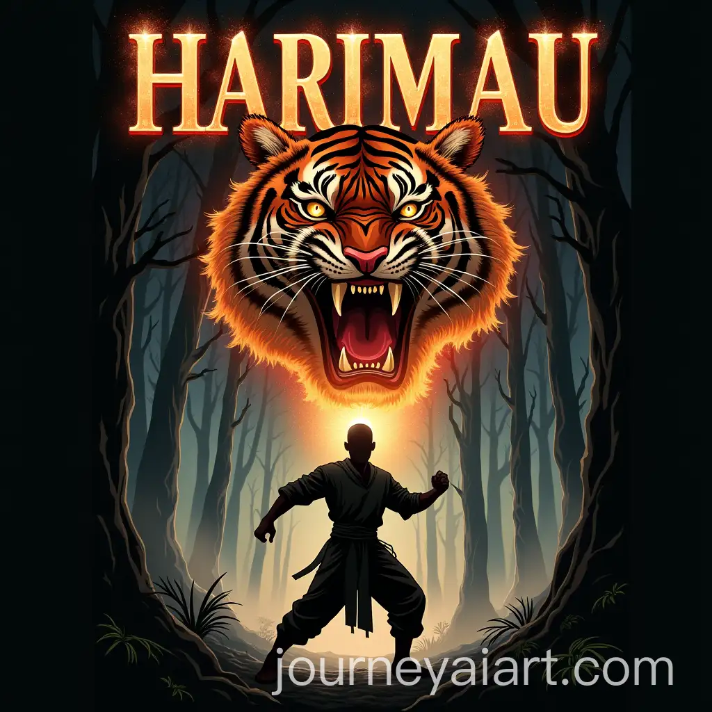 Dramatic-Silat-Warrior-and-Tiger-Poster-with-Fiery-Effects
