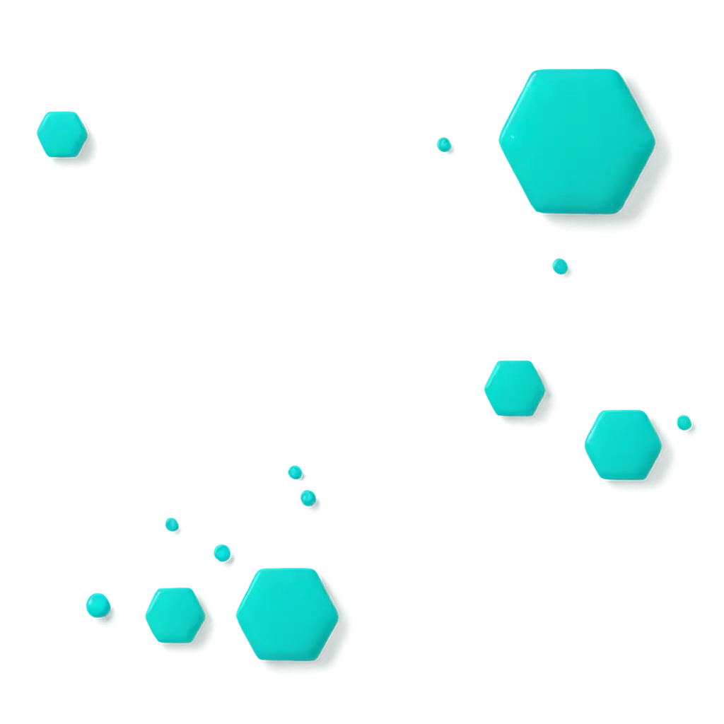 Volumetric turquoise blue 3d hexagon