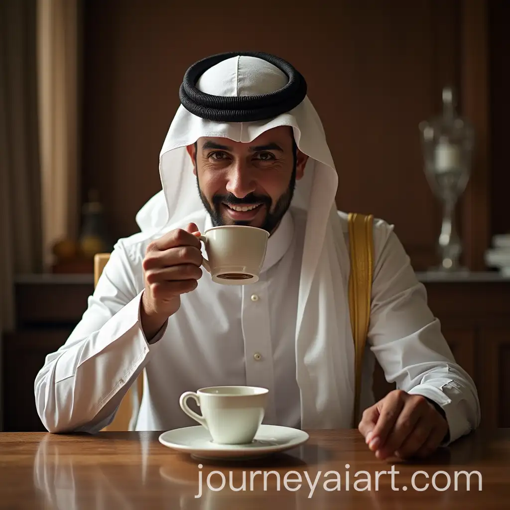 Hamdan-bin-Muhammad-bin-Rashid-Enjoying-Traditional-Arabic-Coffee