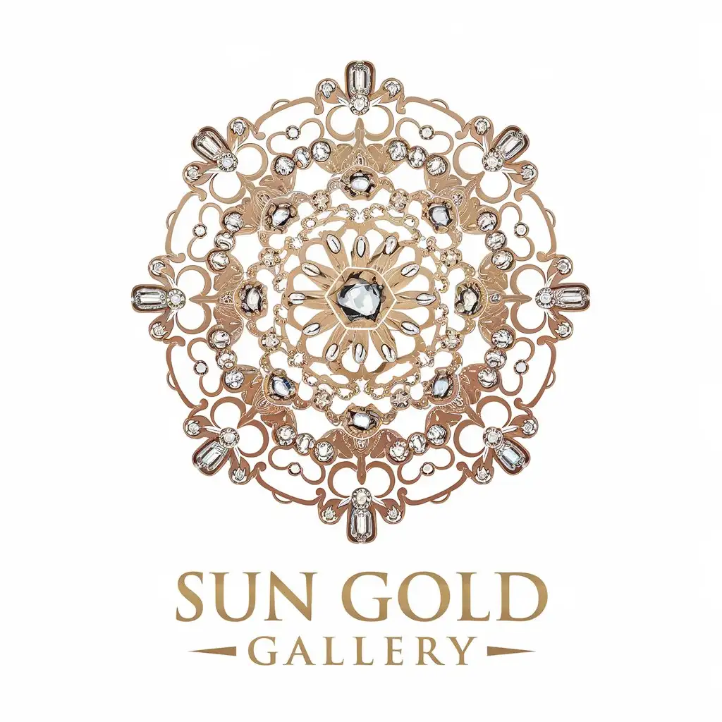 LOGO-Design-for-Sun-Gold-Gallery-Gold-and-Jewel-Theme-on-Clear-Background