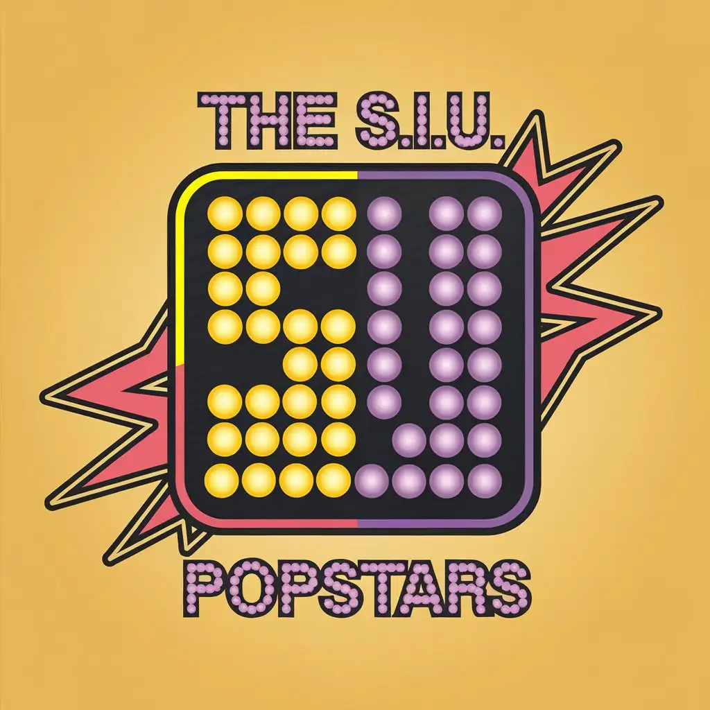 LOGO Design for The SIU Popstars Vector Design with Yellow Purple and Pink Lights on Clear Background