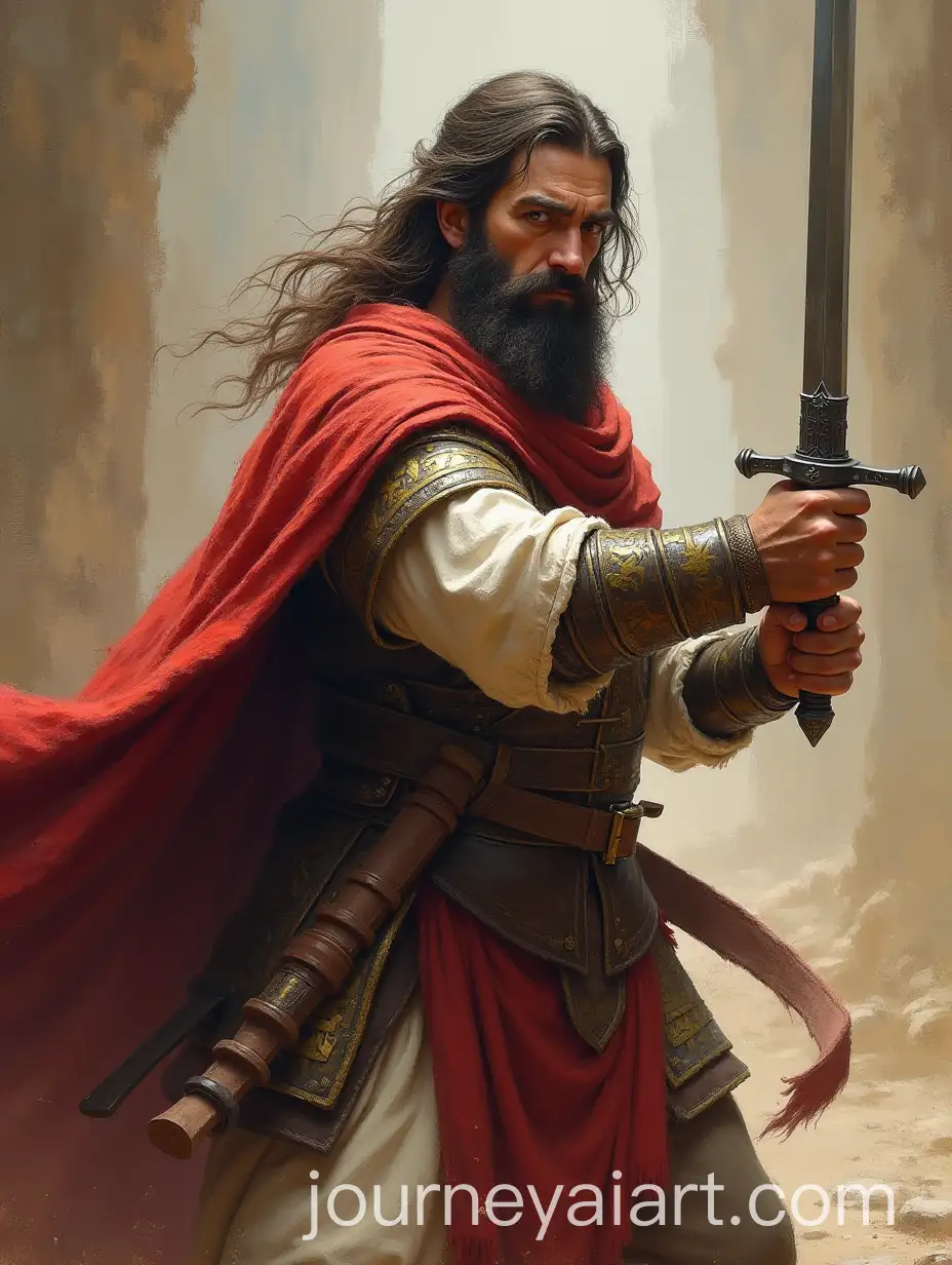Warrior-Drawing-Sword-with-Left-Hand-in-Decisive-Action