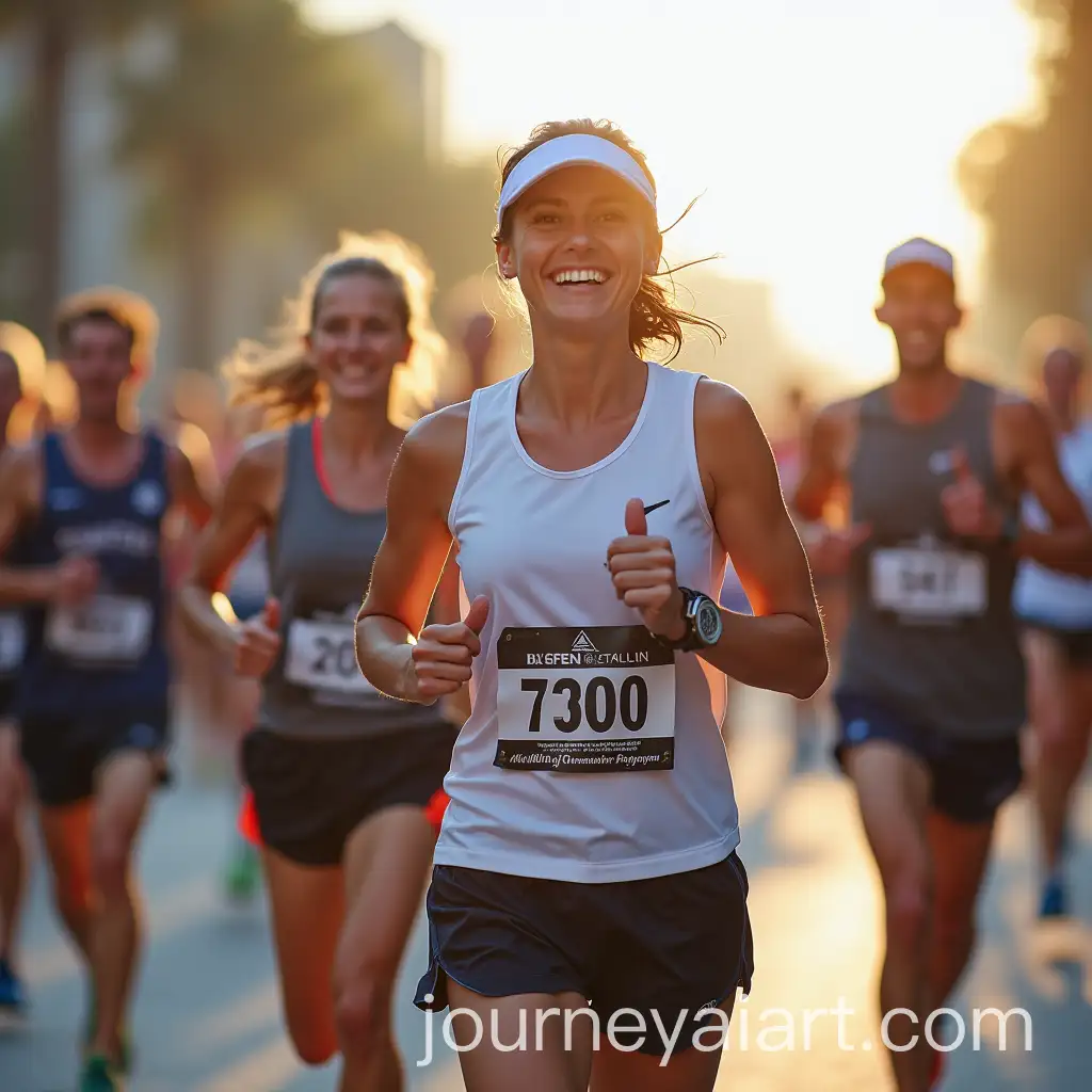 Happy-Marathon-Runners-Greeting-Each-Other-with-Smiles