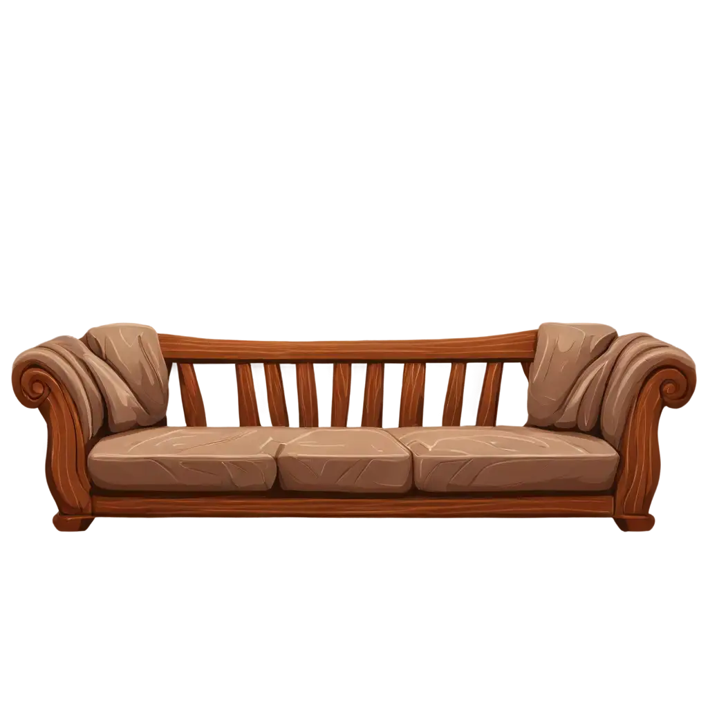 Old-Wooden-Couch-Cartoon-PNG-Image-Nostalgic-Charm-in-Digital-Art