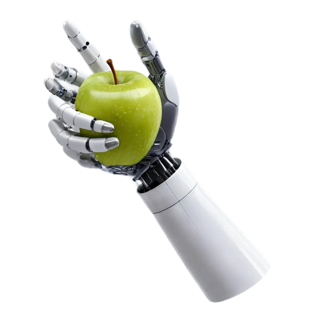 Robotic-Hand-Holding-an-Apple-HighQuality-PNG-Image-for-Versatile-Use