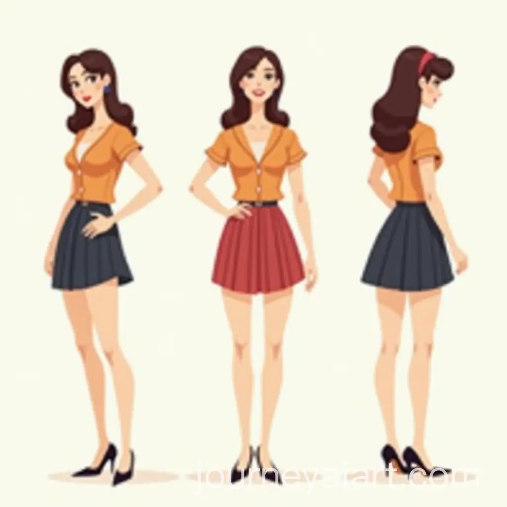 Woman-in-60s-Style-Dress-Posed-from-Multiple-Angles