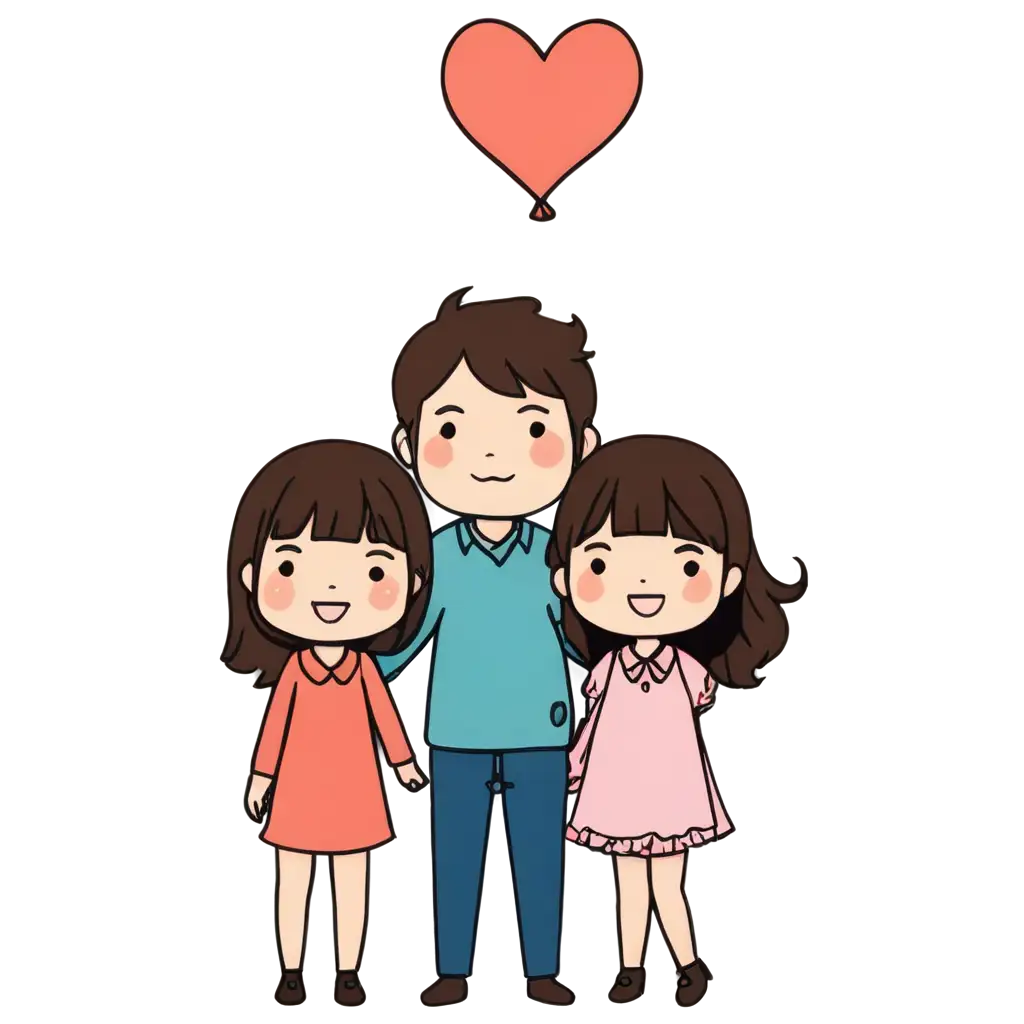 Parents-Day-Japanese-Kawaii-Drawing-PNG-Delightful-Illustration-for-Celebrating-Family-Bonds