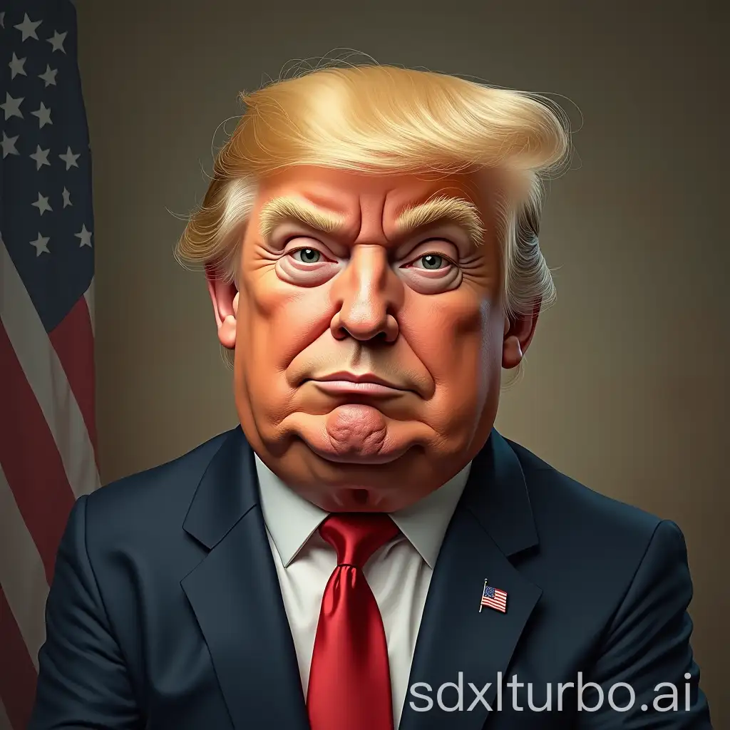 Grotesque-Caricature-of-Donald-Trump-in-a-Dramatic-Portrait