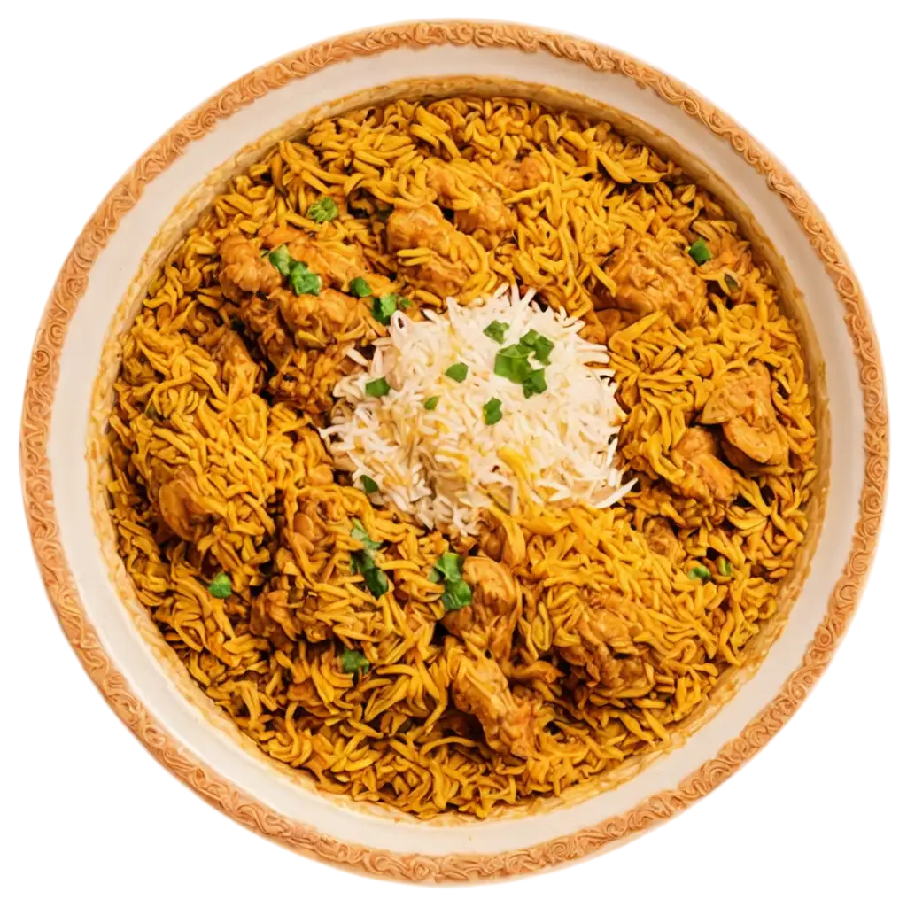 Top-View-Biryani-Plate-PNG-Isolated-with-Transparent-Background-for-Clean-Visuals