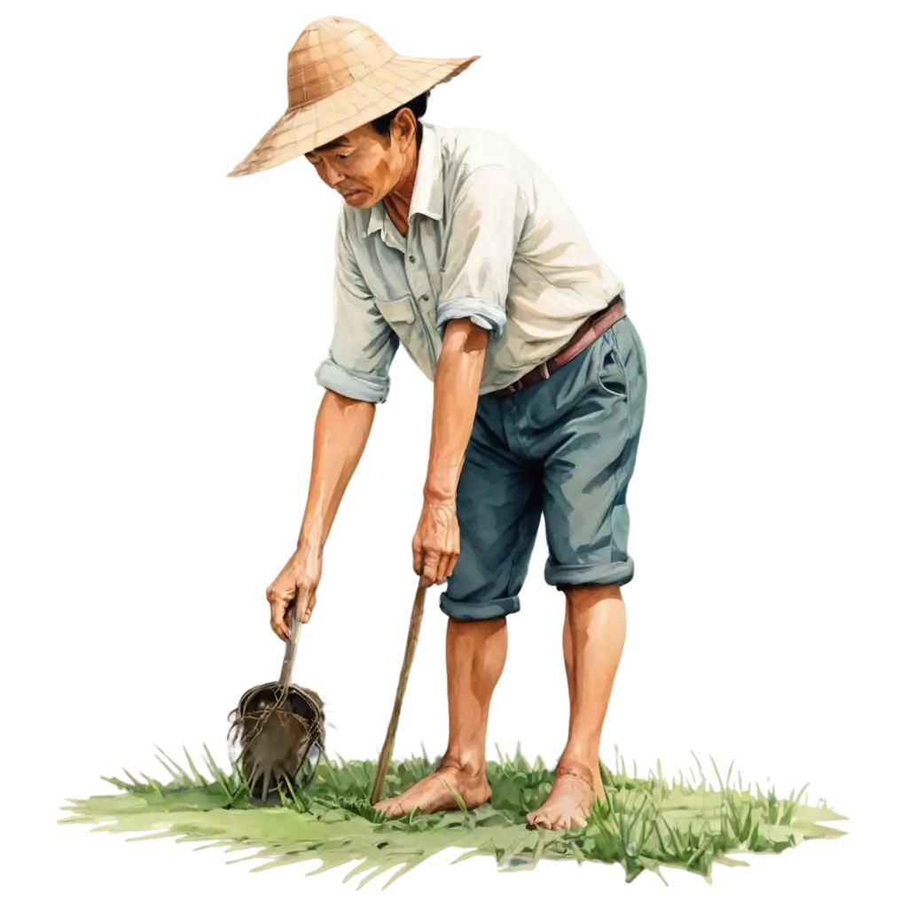 HandDrawn-Style-PNG-Image-Old-Farmer-Planting-Rice-Seedlings-in-a-Paddy-Field