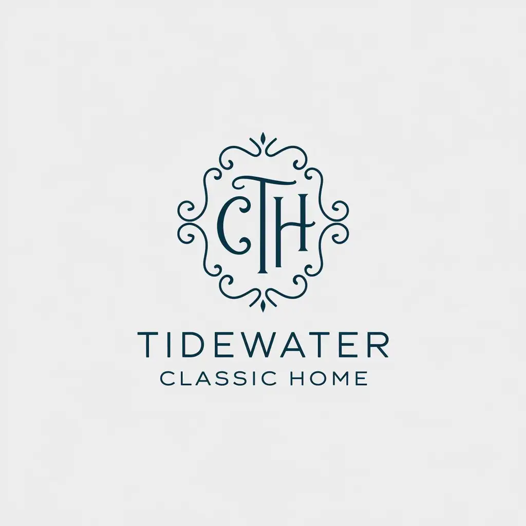 LOGO Design for Tidewater Classic Home Minimalist Monogram CTH with Classic Font and Clear Background