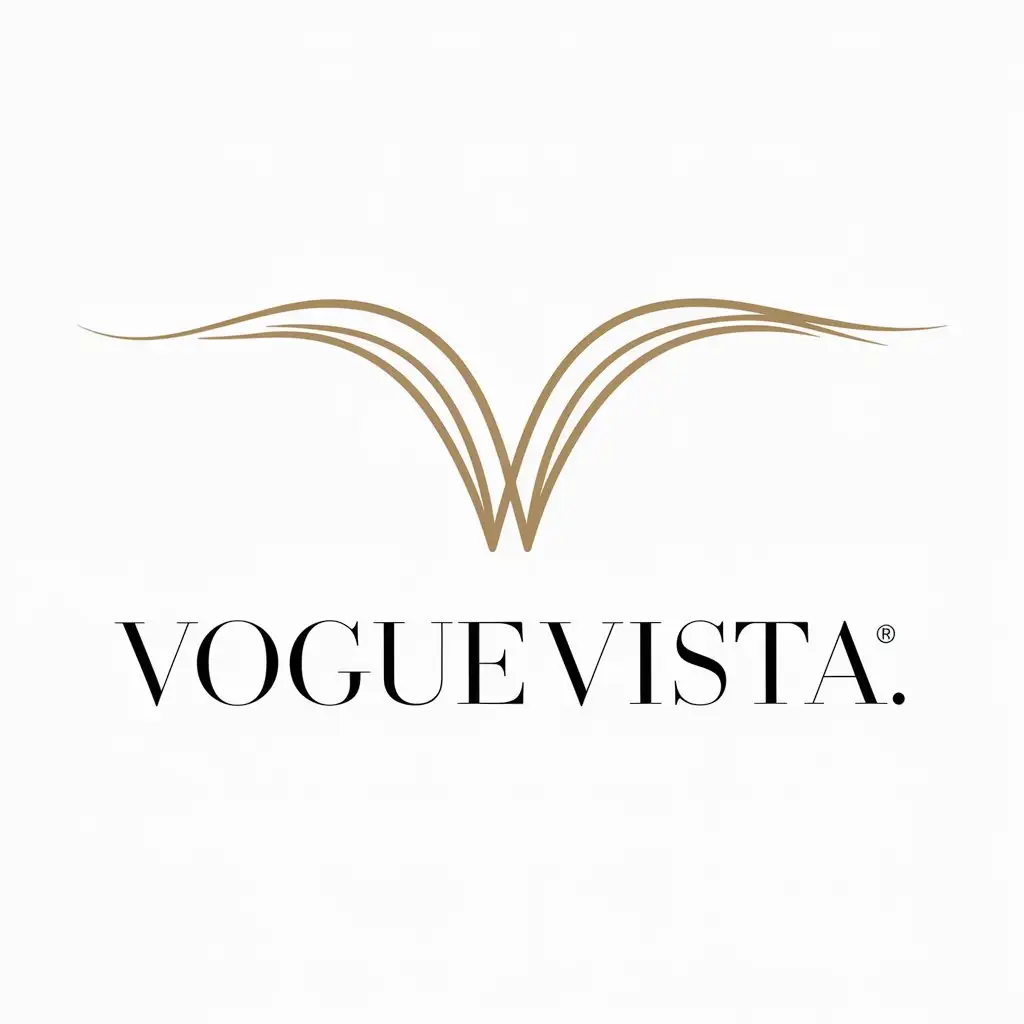 a vector logo design,with the text "VogueVista", main symbol:The logo consists of smooth lines that form a graceful silhouette that looks like part of the letter "V". The color palette is black and gold, which adds luxury and sophistication.,Minimalistic,be used in Others industry,clear background