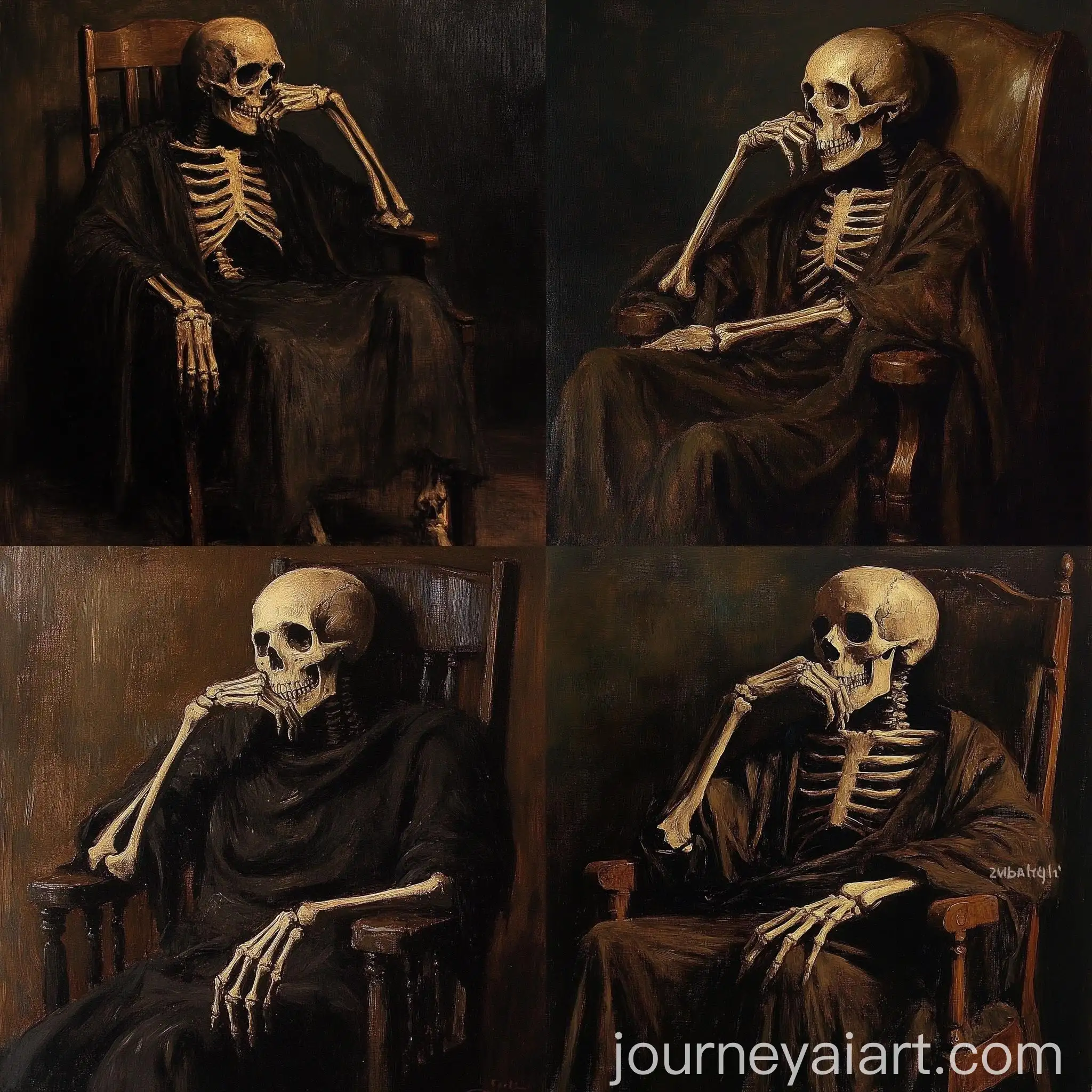 Skeleton-Contemplating-in-Old-Masters-Style