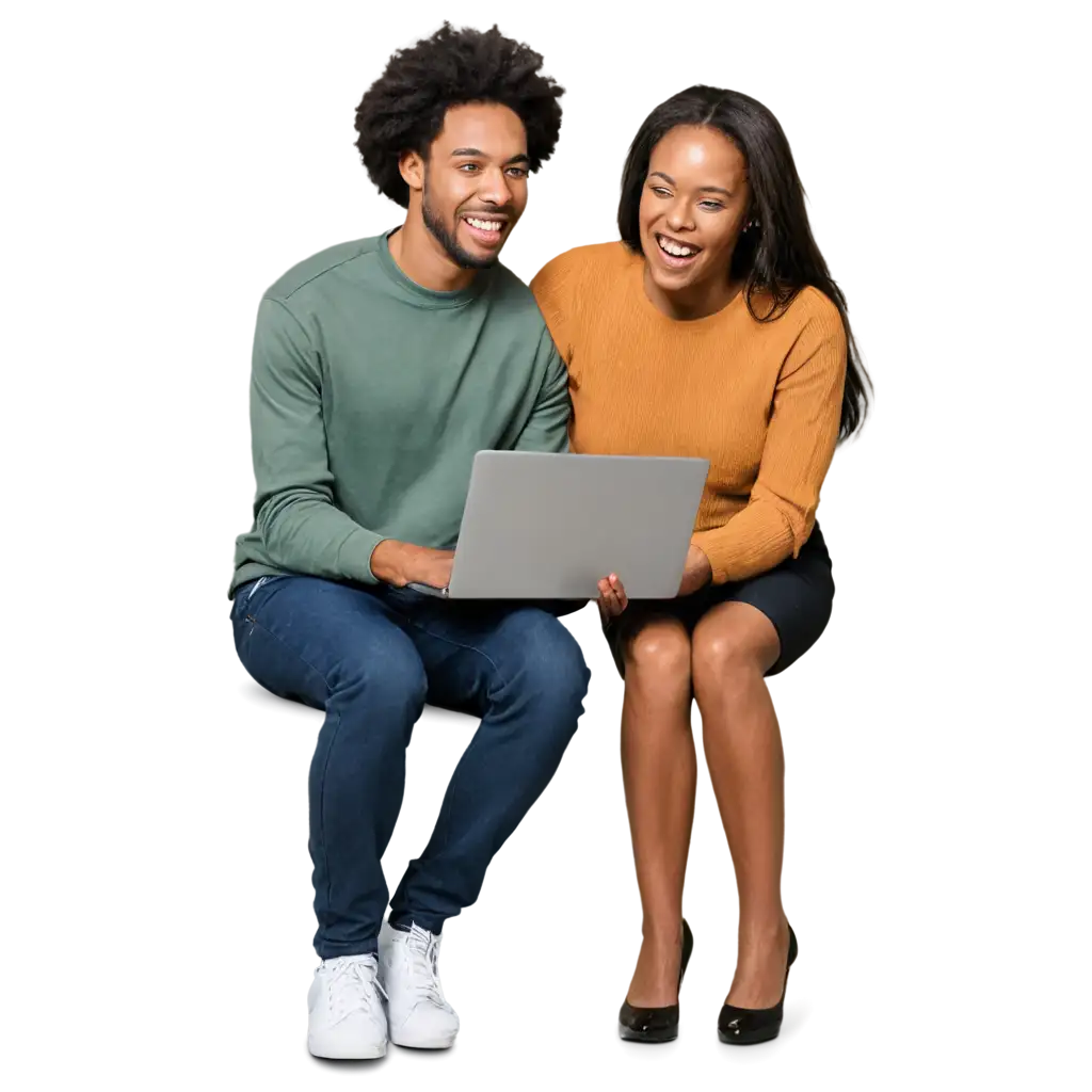 Excited-Black-Americans-Using-Laptop-in-PNG-Format