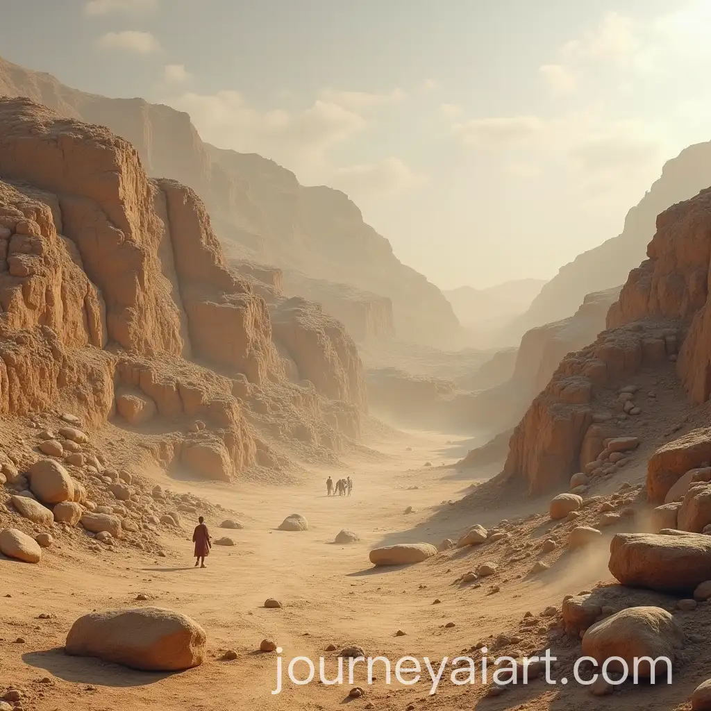 Ancient-Stone-Quarry-with-Dust-and-Metal-Clatter-in-a-Barren-Landscape