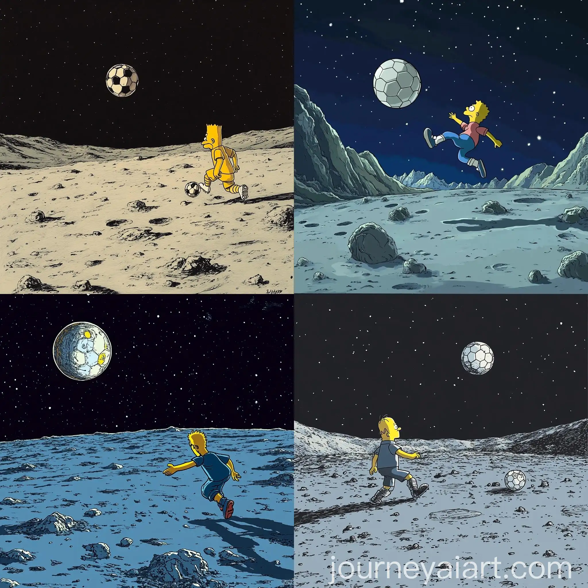Soccer-Player-on-the-Moon-in-Simpsons-Style